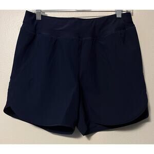 Lands' End Women's 6 Navy Blue Swim Water Shorts Pull On Unlined Beach Vacation